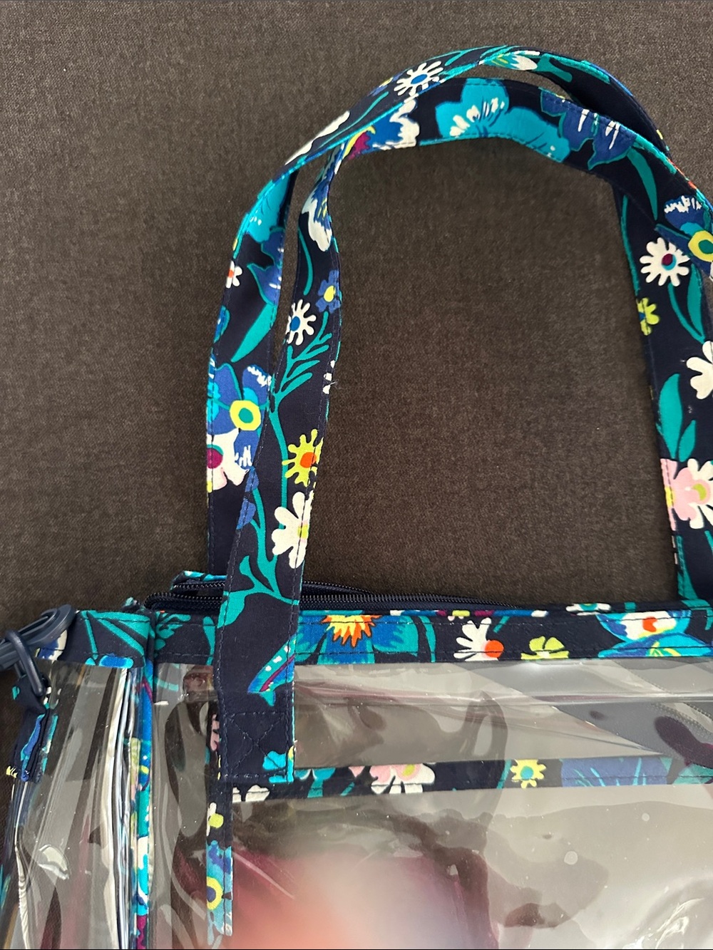 Vera Bradley Clear Tote with Blue Floral Trim - Picture 2 of 4
